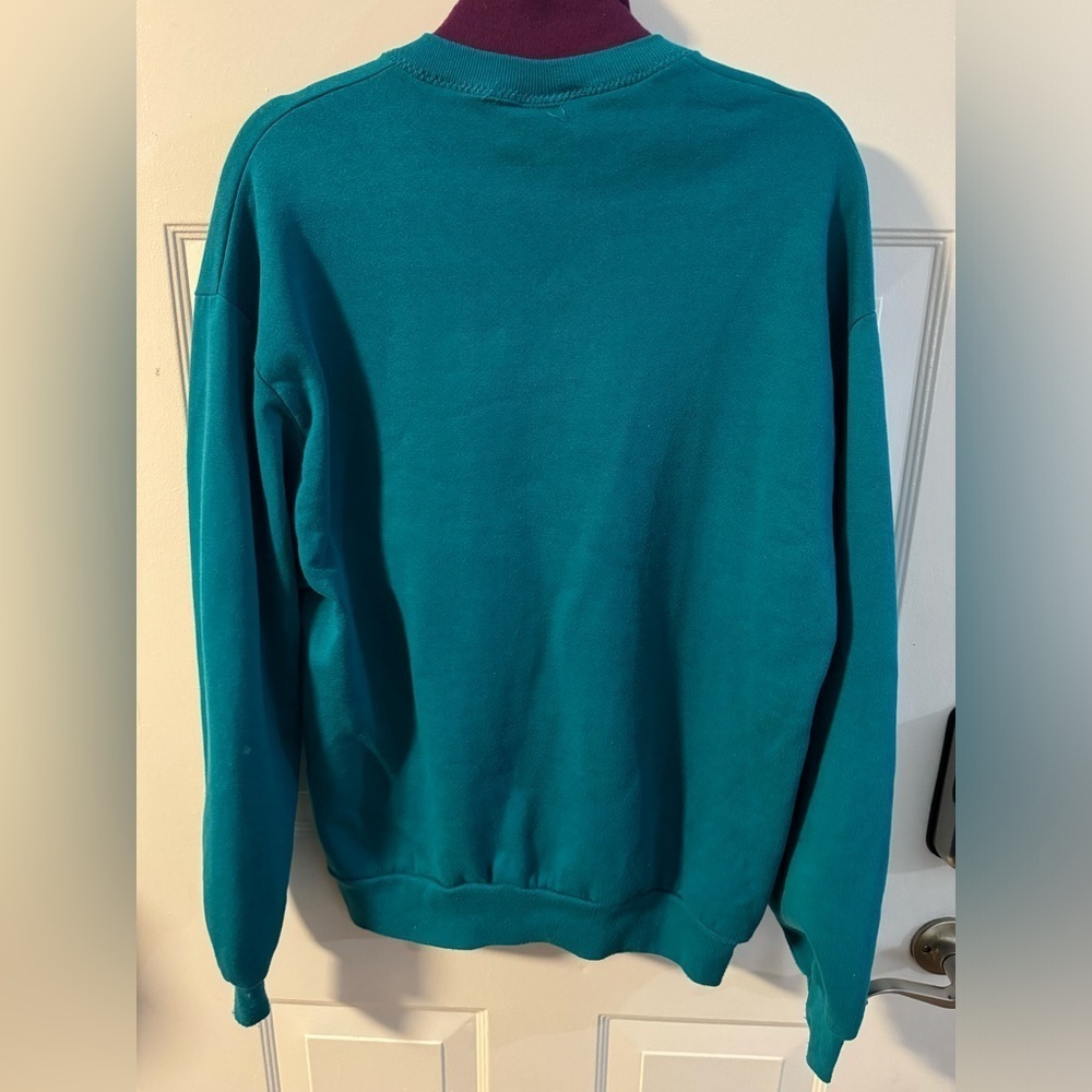 90s Floral Painted Grannycore Double Collar Turtleneck Sweatshirt VTG USA - Picture 9 of 13